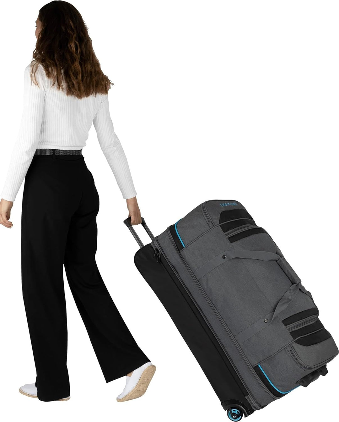 normani Reisetasche 2-Rad Trolley Weichgepäck Reisetasche mit Rollen und 6 Fächern - erweiterbarer R