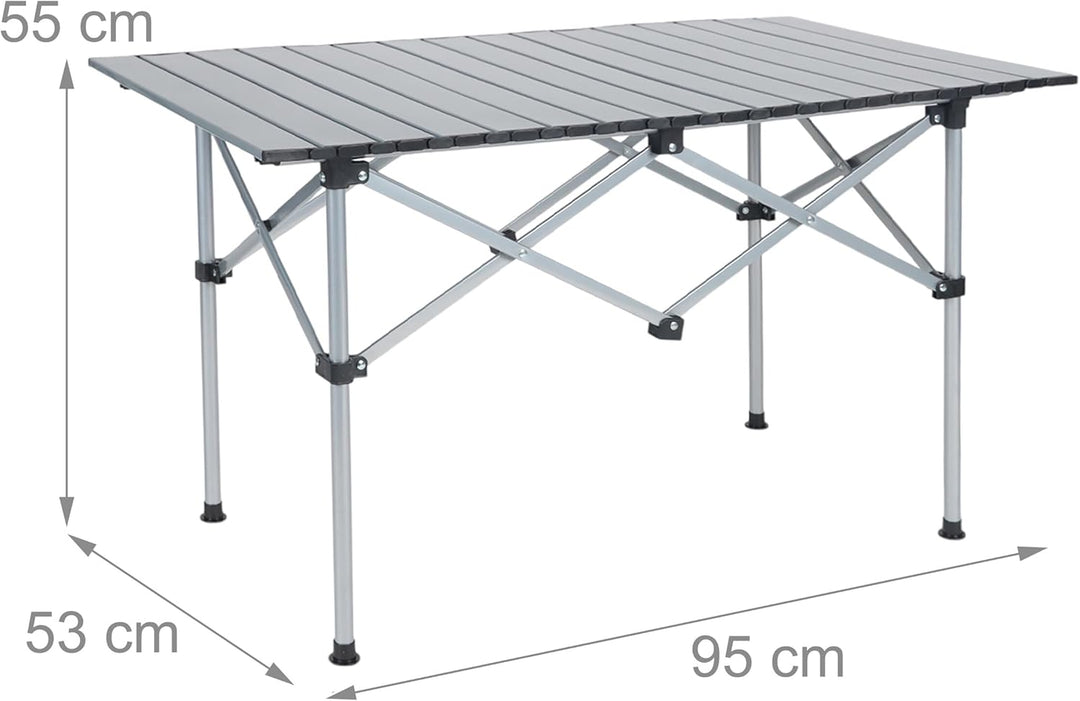 Relaxdays Campingtisch, Faltbarer Beistelltisch, HBT 55 x 95 x 53 cm, Camping & Picknick, Klapptisch