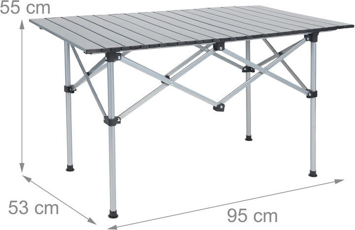Relaxdays Campingtisch, Faltbarer Beistelltisch, HBT 55 x 95 x 53 cm, Camping & Picknick, Klapptisch