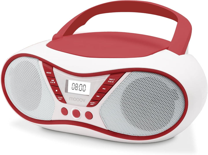 MOOOV 477411 Tragbarer CD-Player mit Radio, USB, Lautsprecher - Mini Kofferradio für Kinder & Senior