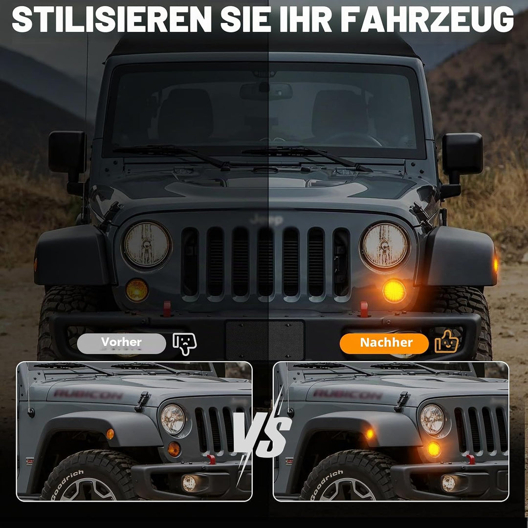 4 Stück LED Front Blinker Seitenblinker für Jeep Wrangler JK 2007-2015, Blinker mit Canbus Fehlerfre