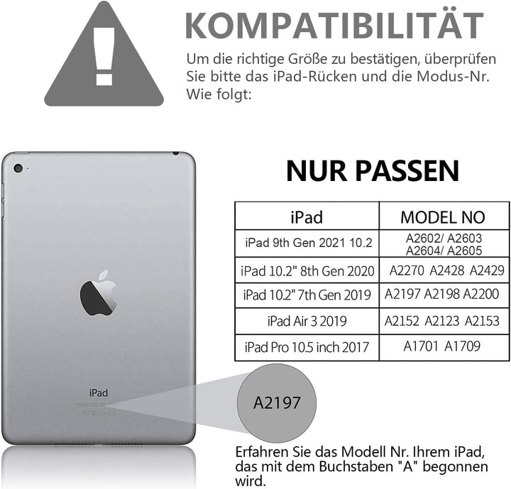 Tastatur Hülle 10.2 Zoll für IPad 9th Gen 2021/8th Gen 2020/7th Gen 2019/IPad Air 3 Gen 2019/IPad Pr