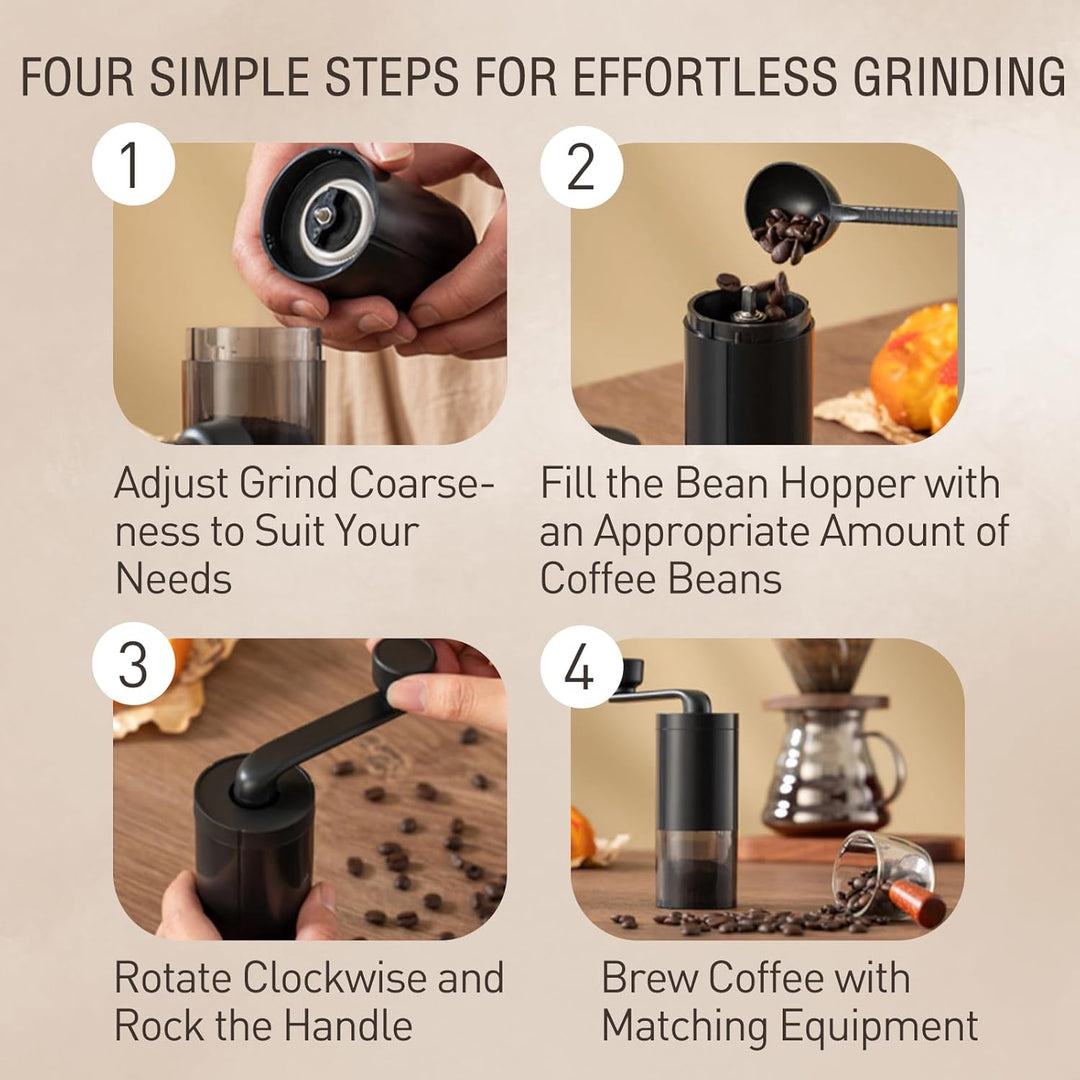Kaffeemühle manuell mit Keramikmahlwerk,Tragbare Manuelle Handkaffeemühle mit 30g Kapazität, Konisch
