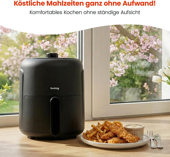 Heissluftfritteuse 2,3L 1000W Air Fryer | Ölfreies Frittieren mit Timer 0–60 Min | Antihaft, Cool-To
