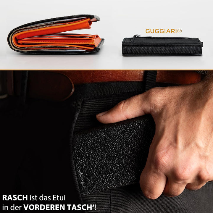GUGGIARI® Kreditkartenetui - Kartenetui mit Münzfach/Kartenhalter mit Magnetverschluss - Aluminium R