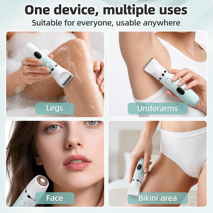 Carehabi 3-in-1 Elektrischer Rasierer Damen, Intimrasierer Frauen IPX7 Wasserdicht, Nass &amp; Trocken D