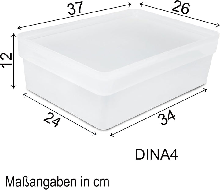 9x Ordnungsbox Deckel stapelbar DINA4-Format 36,5x26x12cm 11L Ordnungskorb Milchig-transparent 9 Stü