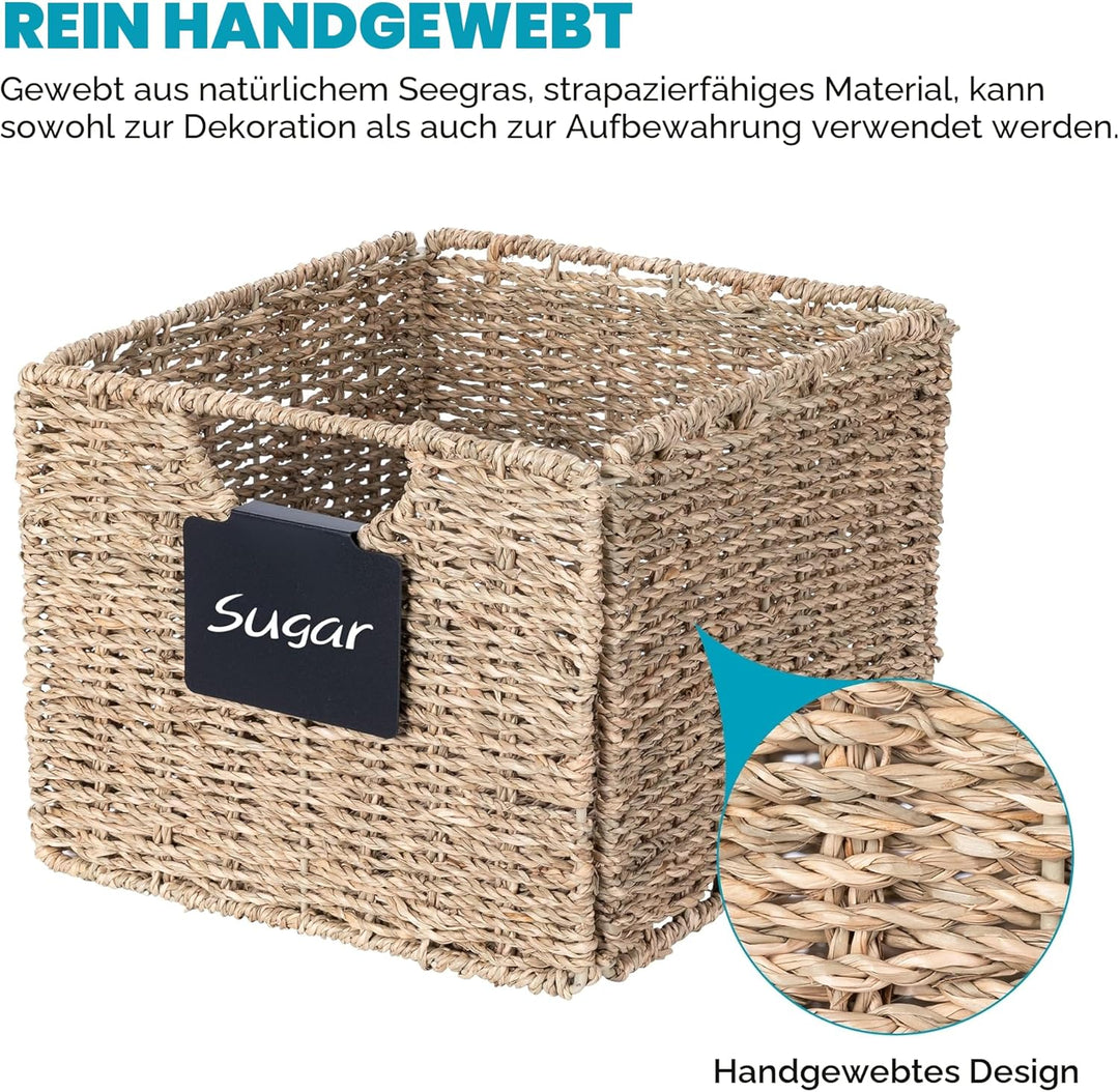 3er-Set Seegras Rechteckig Korb Aufbewahrungskorb, 26.5 x 24 x 19cm / Faltkorb Flechtkorb, Regalbox