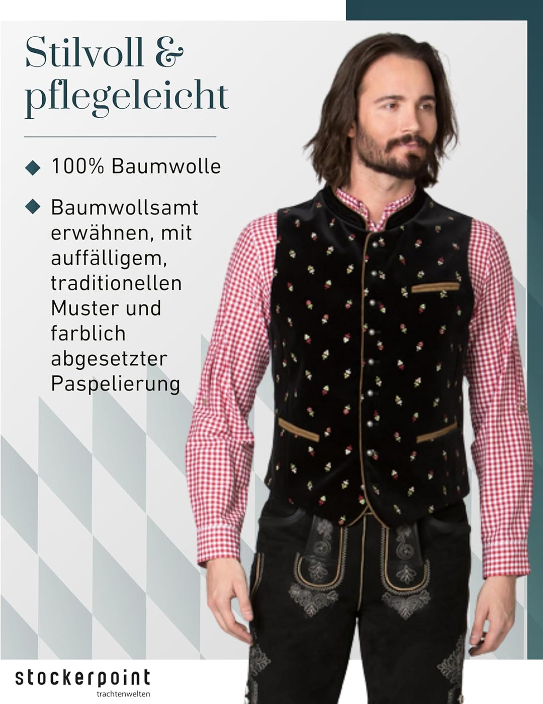 Stockerpoint Herren Trachtenweste Calzado 46 Schwarz, 46 Schwarz