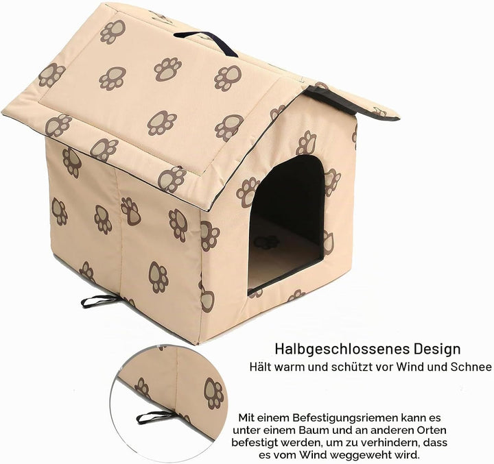 Katzenhaus Outdoor, Katzenhöhle für Draussen, Katzenhaus Für Draussen Winterfest Wasserdicht, Kombin