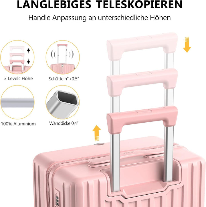 MGOB Koffer Handgepäck Hartschalen in Polycarbonat Reisekoffer mit 4 Rollen und Haken | 55x37x22cm |