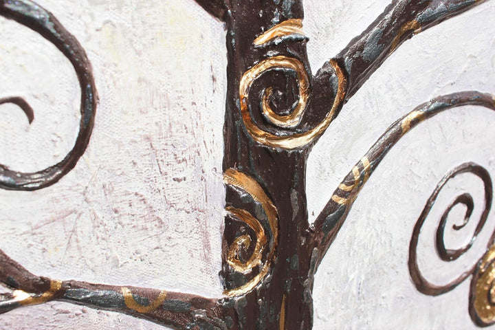 YS-Art XXL Abstrakt Acryl Gemälde auf Leinwand Reichtumsbaum handgemalt Wandbilder Wohnzimmer modern
