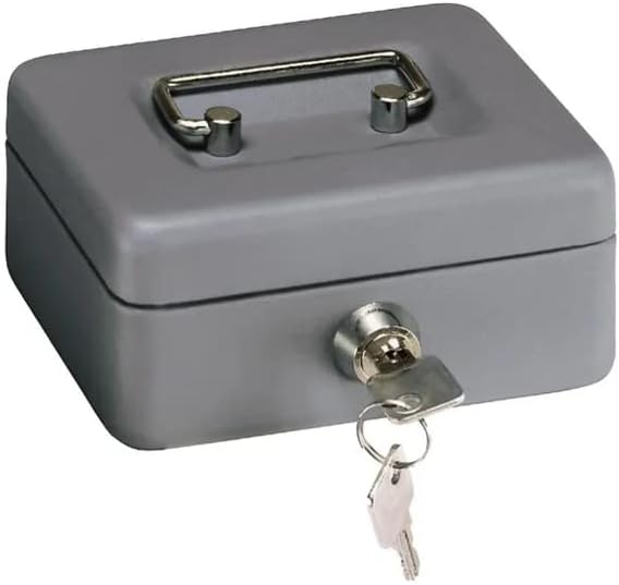 Geldkassette aus Metall Metal Cash Box 150 x 120 x 80 mm mit Schloss und 2 Geldschlüsseln mit Kasset