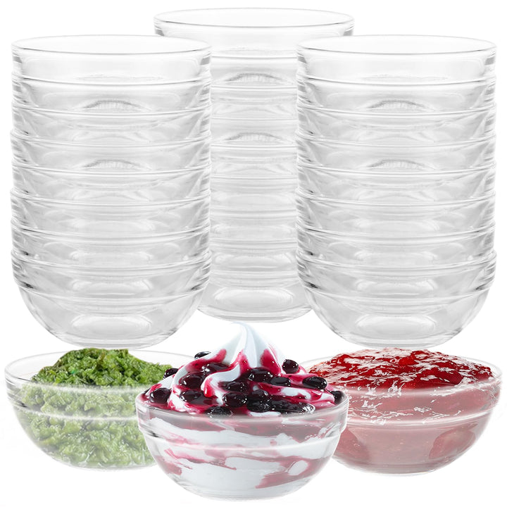 YAYODS 28er Set Glasschalen Ø 9 cm - Kleine Dessertschalen aus bleifreiem Glas - Stapelbare Schälche
