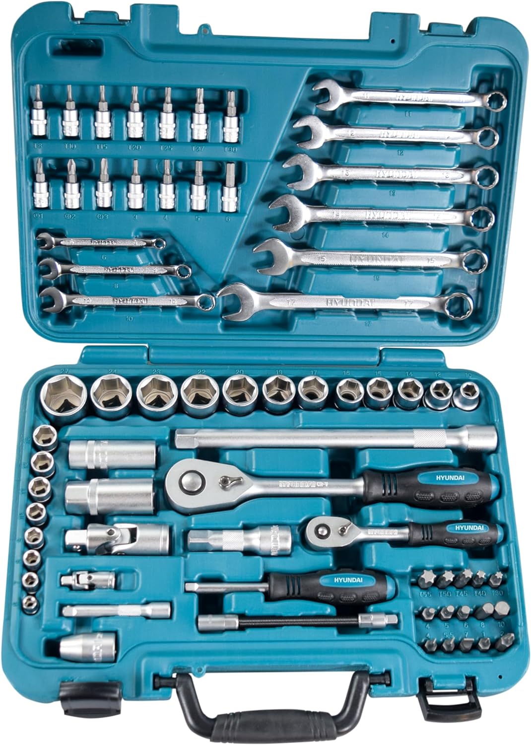 Hyundai K70 Universal Werkzeug/Square Drive Socket Set – Edelstahl (70 tlg.) 70 pieces, 70 pieces
