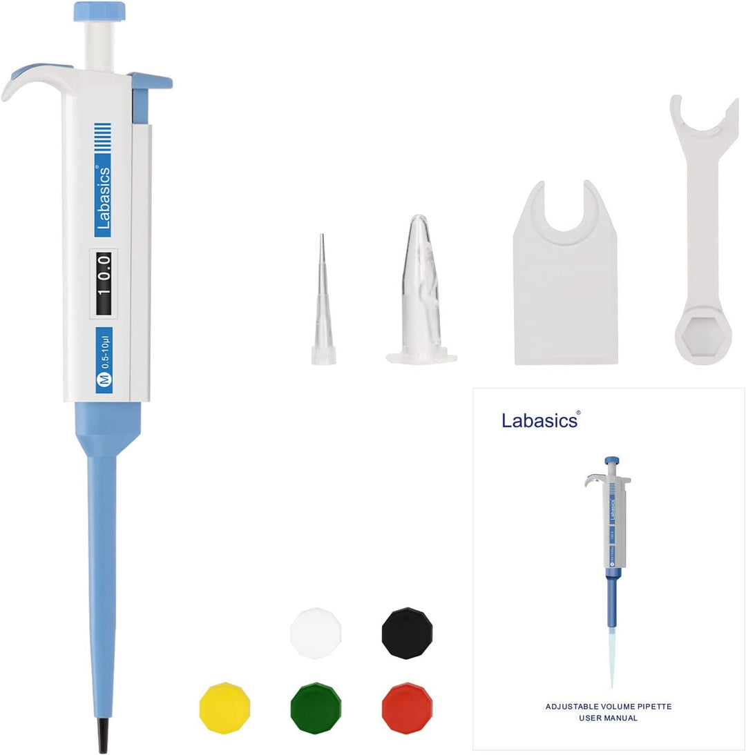 Labasics Einkanal-Pipettierhilfe, Einstellbares Variables Volumen Mikropipette Labor Pipette mit Aus