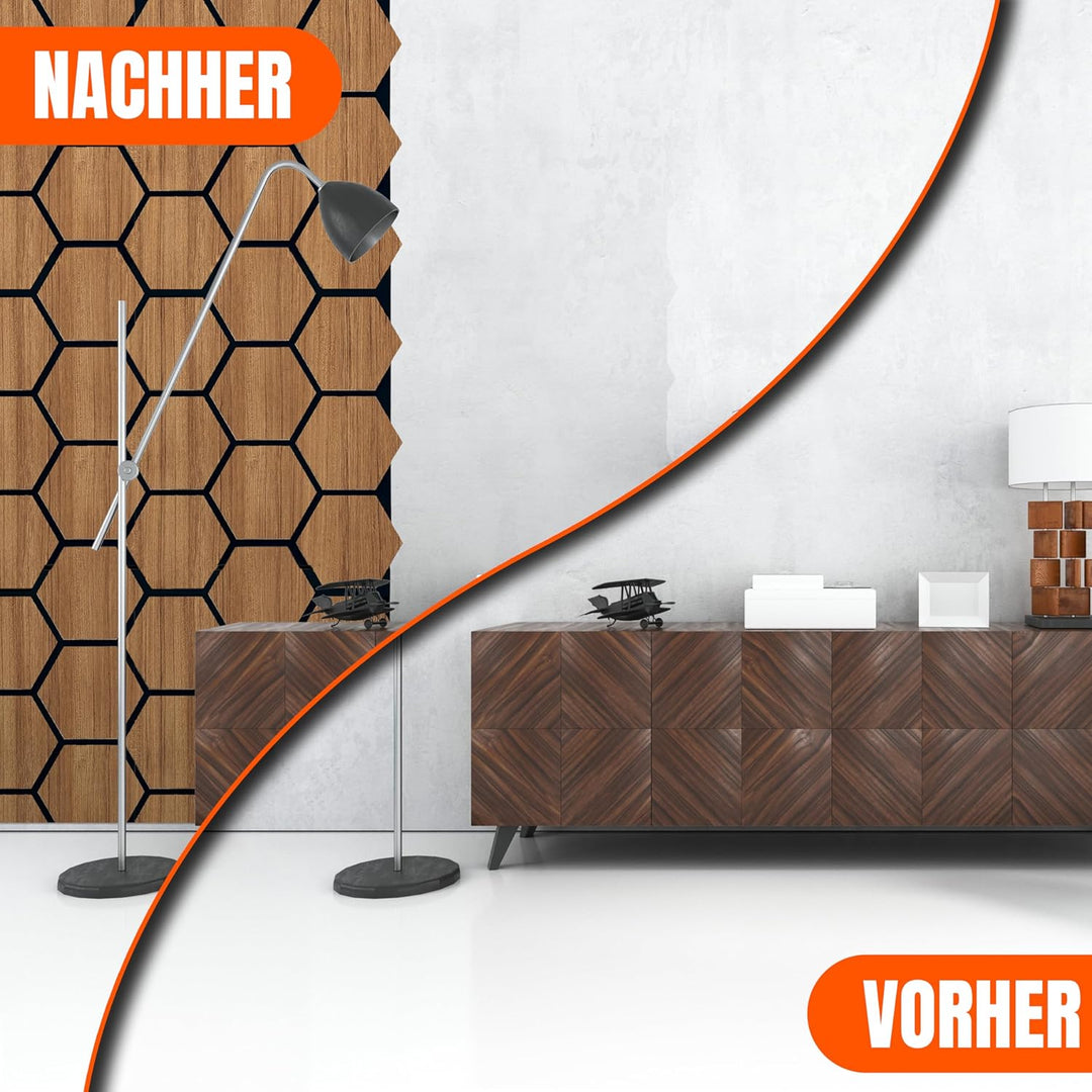 Akustikpaneele Holz | 80cm x 65cm | echtes Holz | Effektive Schalldämmung für Büro | Wandpaneele für