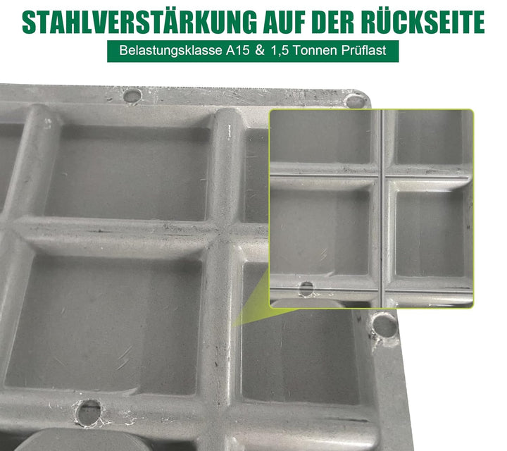 Schachtabdeckung mit Rahmen 300x300 mm GFK A15 Schachtdeckel mit Griff Kanaldeckel Inspektionsschach