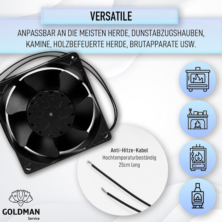 Ventilator Axial für Kaminkassette, einführbar, für hohe Temperaturen, aus Metall, universell (92 x