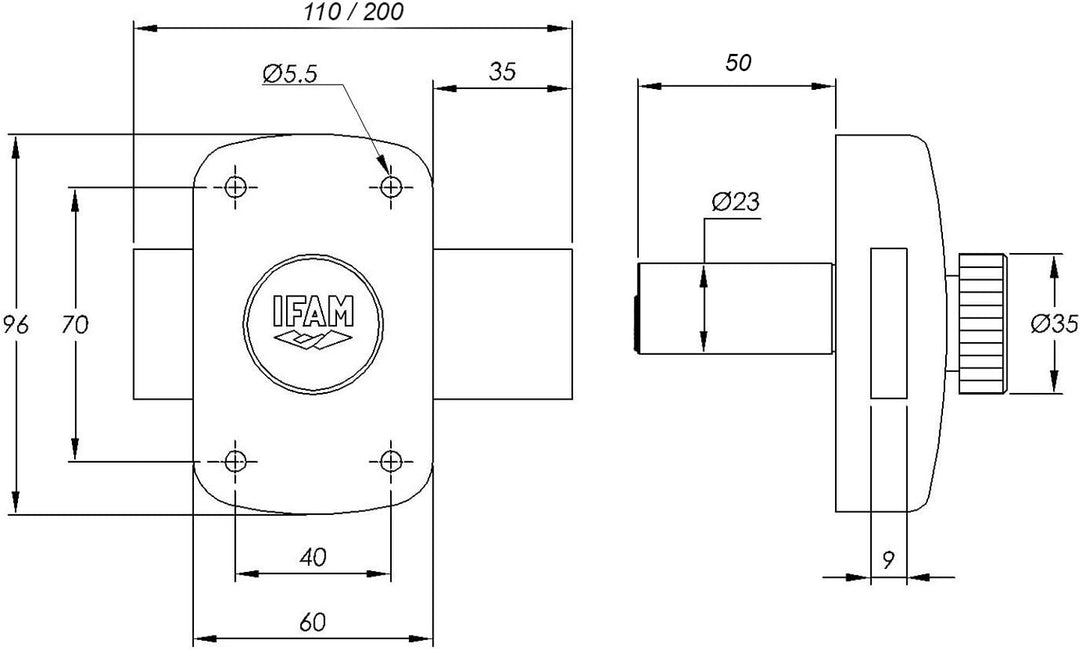Ifam| Riegel für Türen| Modell B5| Einfacher und komfortabler Druckknopfgriff| 50mm| Totale Anpassun