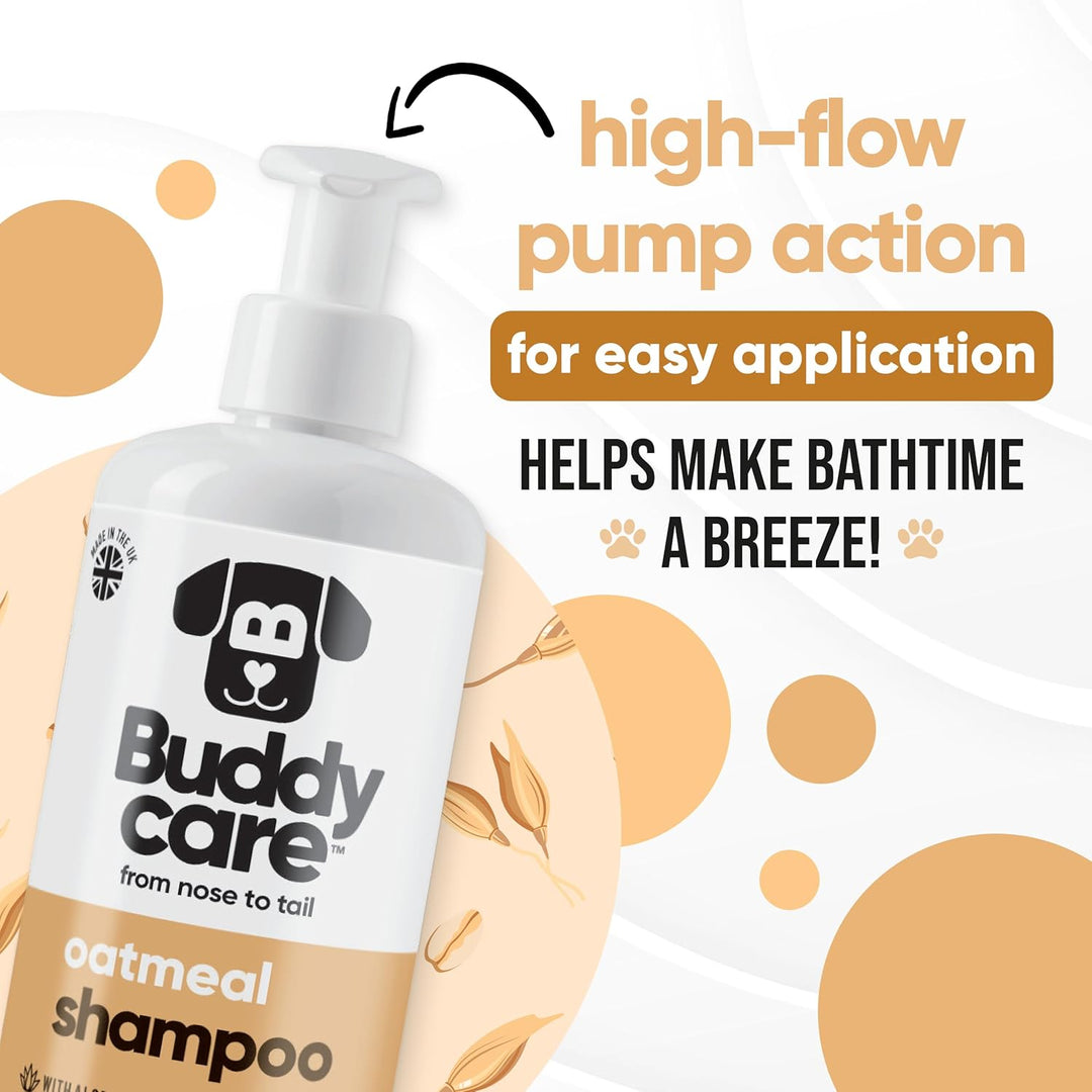 Haferflocken-Hundeshampoo von Buddycare - Shampoo für Hunde mit gereizter Haut - Beruhigend und Feuc