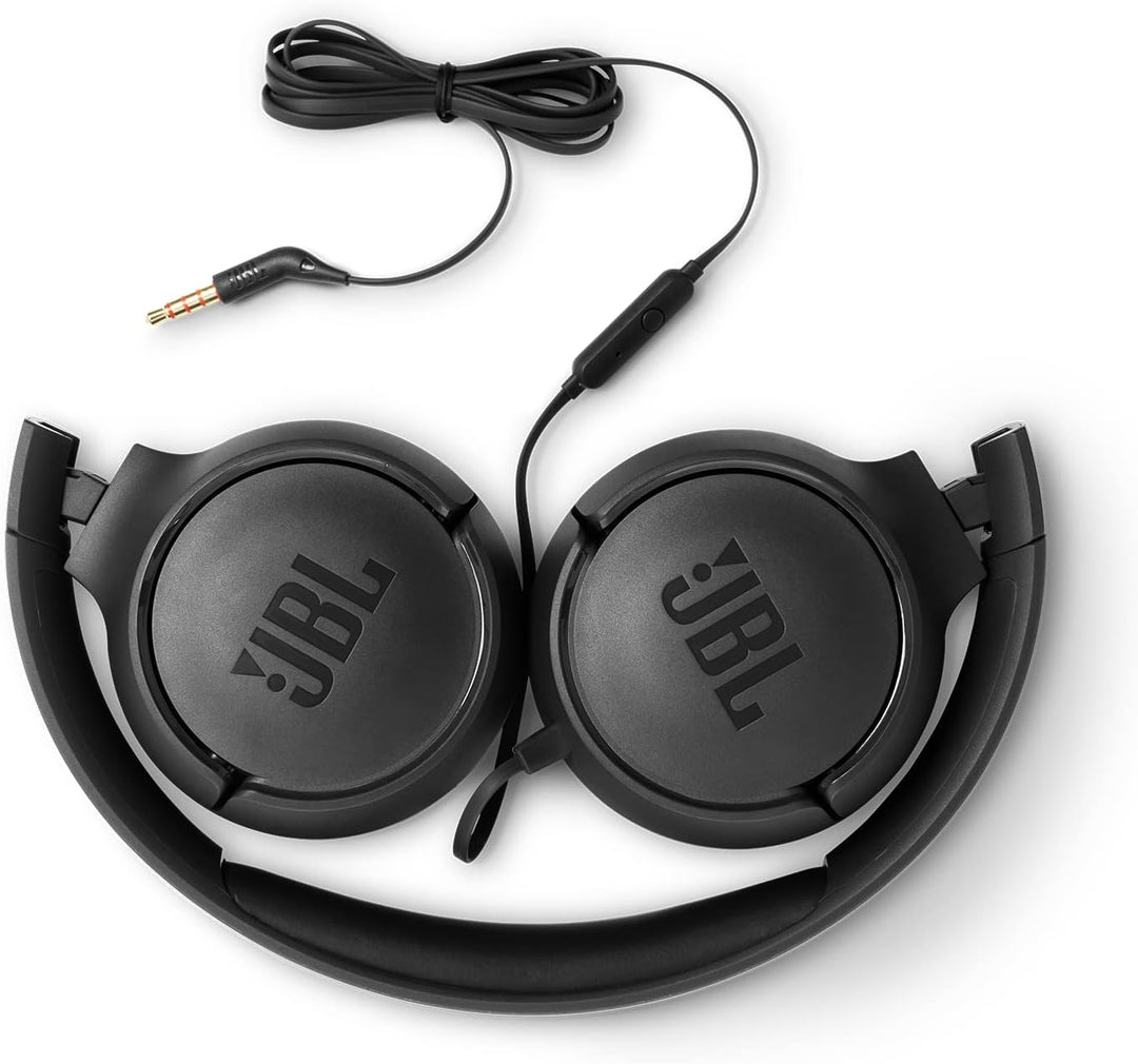 JBL Tune 500 On-Ear Kopfhörer mit Kabel - Schwarz – Ohrhörer mit 1-Tasten-Fernbedienung, integrierte