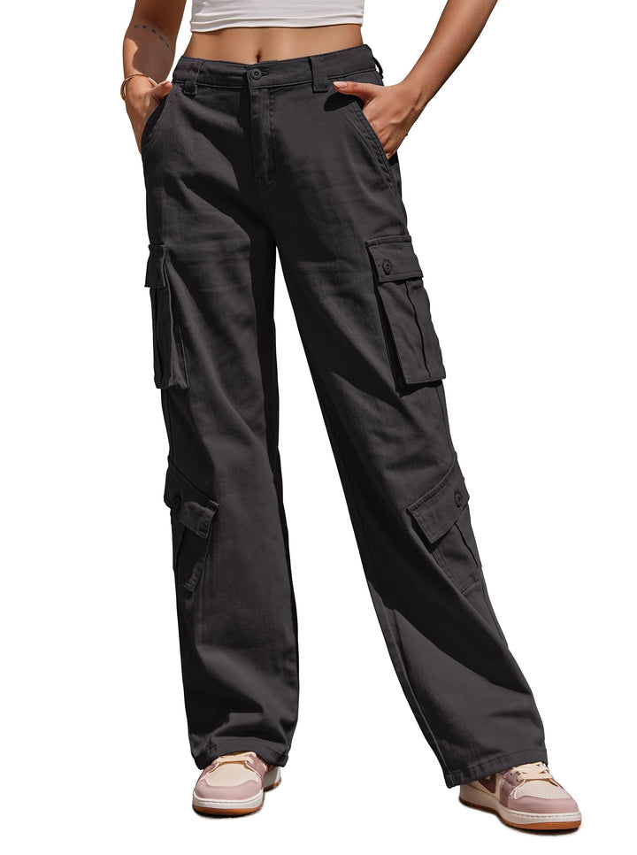 Fuakesor Cargohose Damen Baggy Y2K Multi Taschen High Waist Stretch Wanderhose Sport Jogginghose mit
