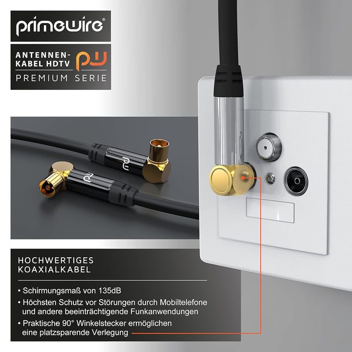 CSL - 12,5m 8k 4k HDTV Antennenkabel 75 Ohm 90 gewinkelt - Stecker 90 Grad Kupplung 90 Grad- DVB-T u