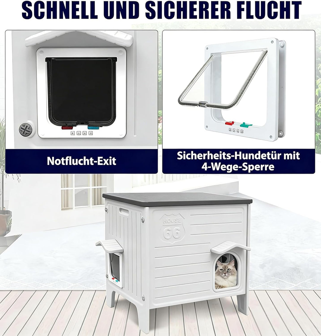 HiCaptain Katzenhaus Outdoor Winterfest Katzen Kunststoff verwildert Outdoor-Katzenhaus Welpenunterk