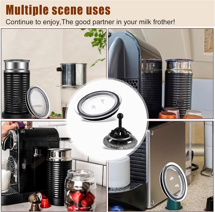 Milchaufschäumer Ersatz-Schneebesen für Nespresso Aeroccino 3/4/XL, und Deckelabdeckung Kompatibel m