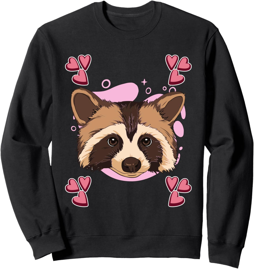 Damen Waschbär Zeichnung Mädchen Waschbär Sweatshirt