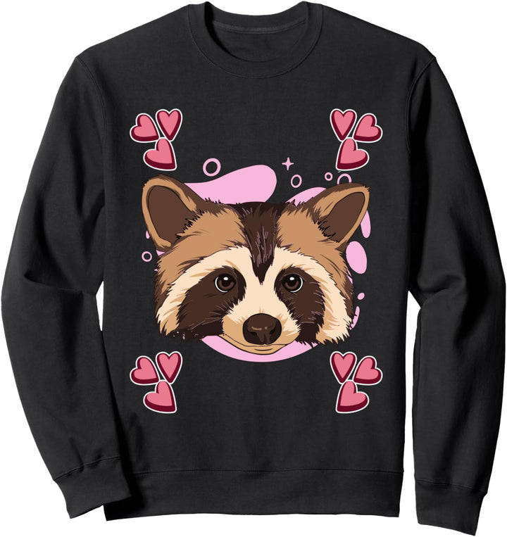 Damen Waschbär Zeichnung Mädchen Waschbär Sweatshirt