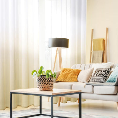 MRTREES Voile Gardinen Farbverlauf Transparent Vorhang Kurz Tüllvorhang mit Ösen in Beige Weiss Verl