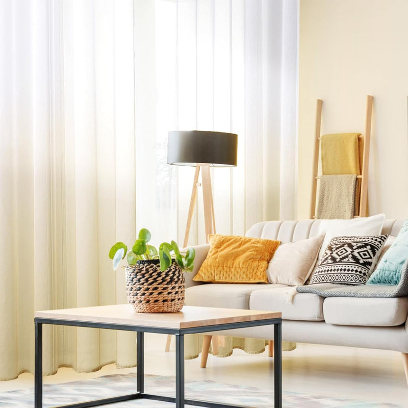 MRTREES Voile Gardinen Farbverlauf Transparent Vorhang Kurz Tüllvorhang mit Ösen in Beige Weiss Verl