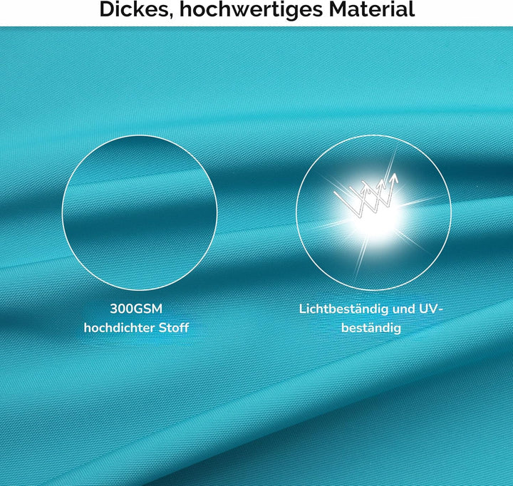 Outdoor Sitzkissen Rund 40x40, 2er Set Wasserdicht, Himmelblau | Rundes Gartenstuhl Polster mit Bänd