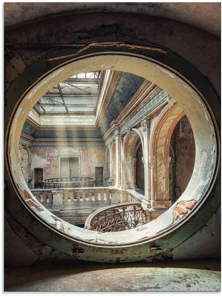 ARTland Glasbilder Wandbild Glas Bild einteilig 45x60 cm Hochformat Architektur Ruinen Treppe Bullau