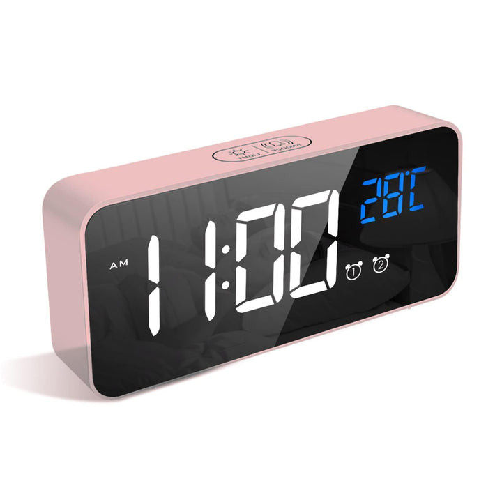 LATEC Digitaler Wecker mit Grosse LED Temperaturanzeige, Tischuhr mit 10 Musik, USB Ladeanschluss, 4