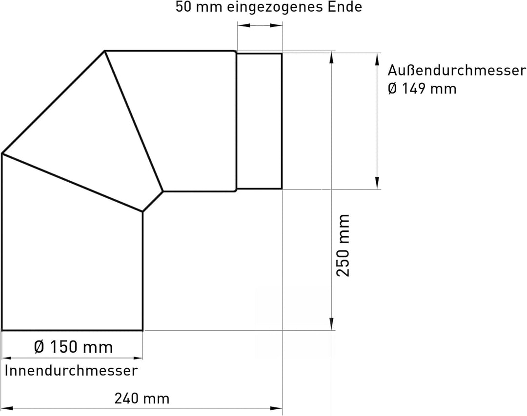 raik SH019-150-sw Raik Rauchrohrbogen/Ofenrohr 150mm - 90°