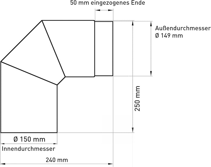 raik SH019-150-sw Raik Rauchrohrbogen/Ofenrohr 150mm - 90°