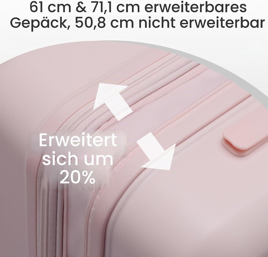 SHOWKOO Kofferset 3 Teilig Hartschale Leicht ABS+PC Erweiterbar Reisekoffer Haltbar Trolley Handgepä