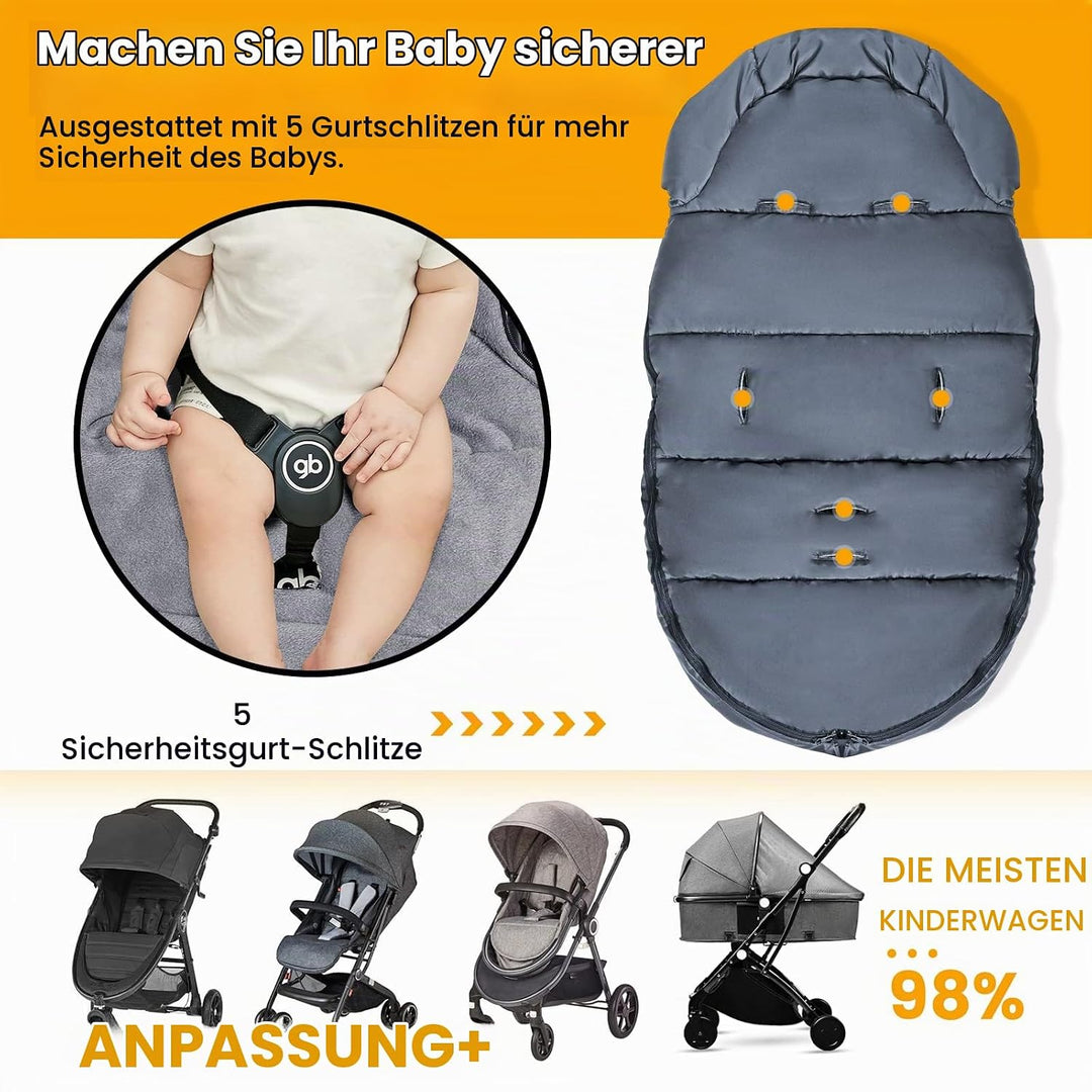 Orzbow Fusssack Kinderwagen Winter,Winterfusssack Kinderwagen mit Grosse Kapuze,Warmes Polarfleece-F