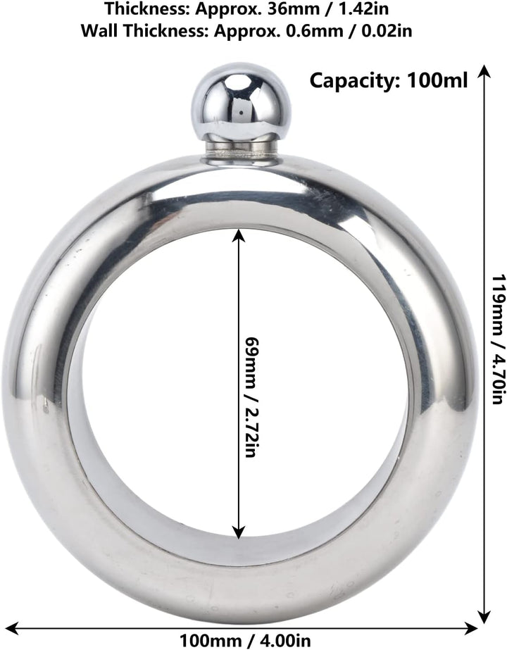 Yctze 100-Ml-Edelstahl-Armband-Flachmann mit TrichterFlaschen-ArmreifFlaschenarmreif, Edelstahlflasc