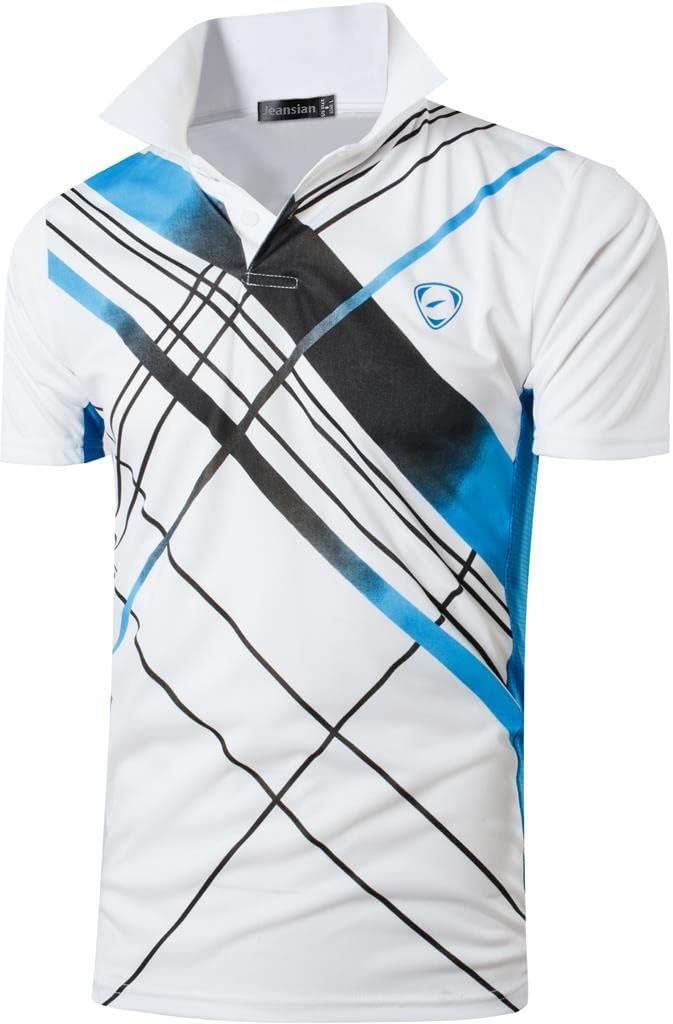 Jeansian Herren Kurzarm Passform Sport Polo Tee Shirts T-Shirts Tops Poloshirt Golf Tennis Picklebal