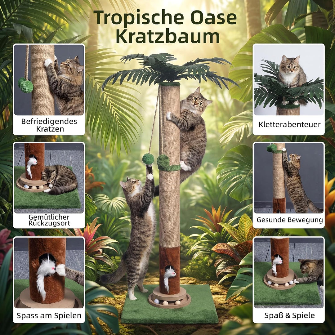 Fantasreen 88cm Kratzbaum mit Maus &amp; Kugelbahn, Grün Grün Gross, Grün Gross