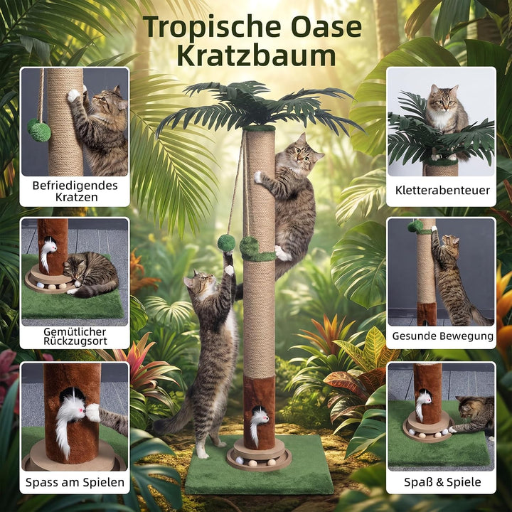 Fantasreen 88cm Kratzbaum mit Maus &amp; Kugelbahn, Grün Grün Gross, Grün Gross
