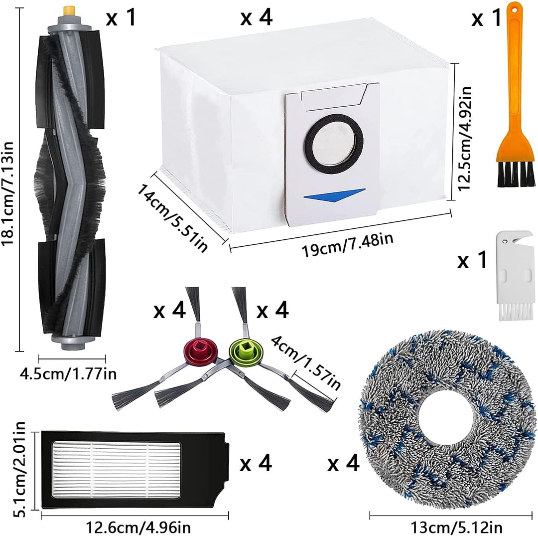 23 Stück Ersatz-Zubehör-Set für Ecovacs DEEBOT X1 Turbo/Omni, 1 Hauptbürste, 2 Reinigungsbürsten, 4