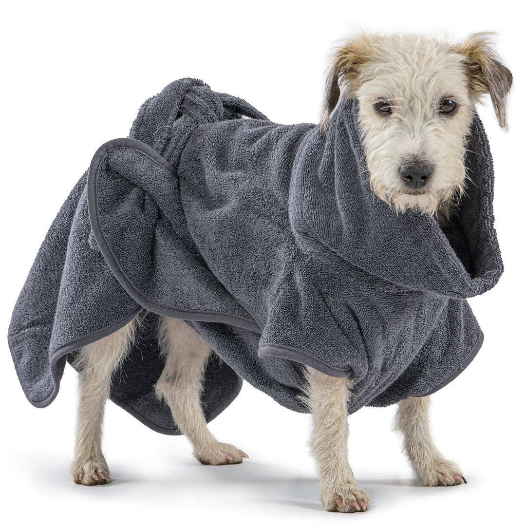 Mount Swiss Hunde Bademantel aus 100% Coresoft Baumwolle I extrem saugfähig und weich I Hunde Handtu