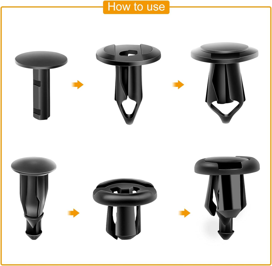 GOOACC 400 Stück universelle Kunststoff-Kotflügel-Clips, Druckstossstangen-Verschluss, Nietenclips,