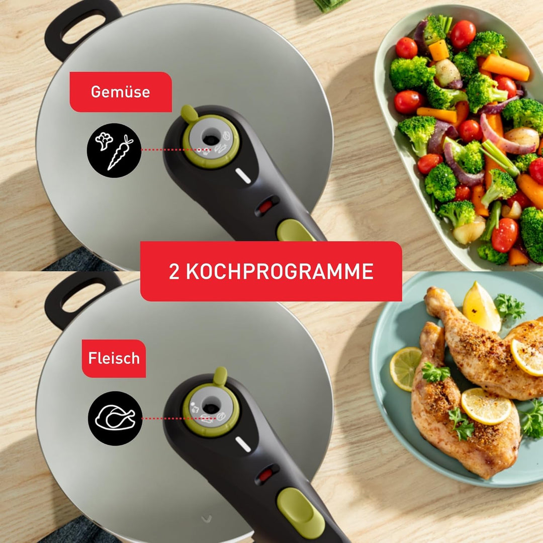 Tefal Secure 5 Schnellkochtopf P25307 | inklusive Dampfkorb mit Dreifuss | 6 L Fassungsvermögen | Ho