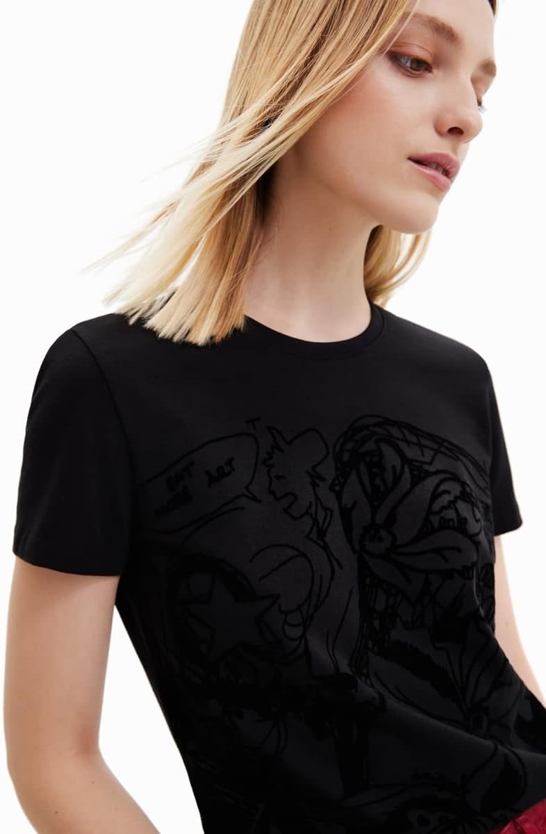 Desigual Damen Short Sleeve T-Shirt S Schwarz, S Schwarz